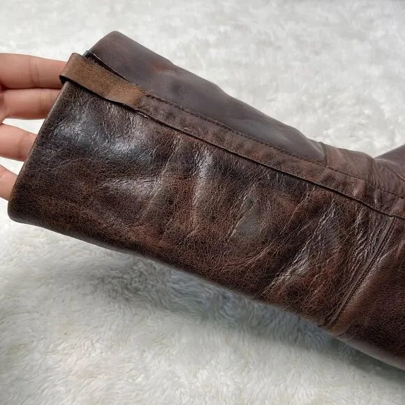 Loblan Men's Brown Leather Western Almond Toe Boots Shoes Size 10.5 EE