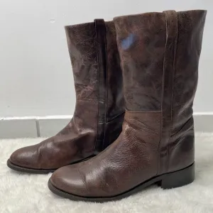 Loblan Men's Brown Leather Western Almond Toe Boots Shoes Size 10.5 EE