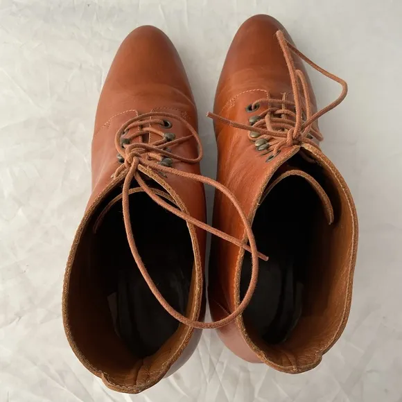 Loeffler Randall Brown Ankle Boots with Lace-Up Design