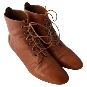 Loeffler Randall Brown Ankle Boots with Lace-Up Design