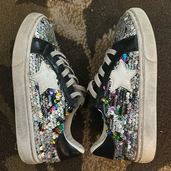 Lola &amp; The Boys Flippy Sequin Embellished Sneakers Size 30 (12)