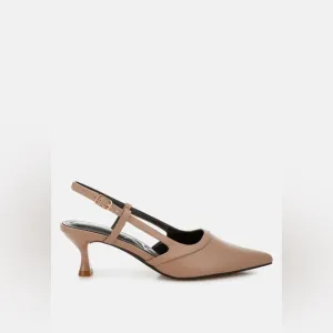 London Rag Axton Kitten Heel Taupe Slingback Sandals Women’s 9 New