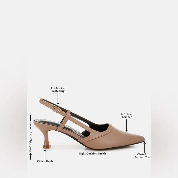 London Rag Axton Kitten Heel Taupe Slingback Sandals Women’s 9 New