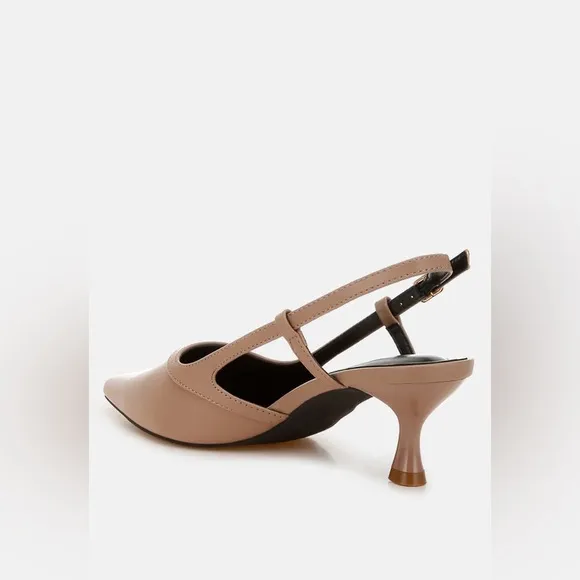 London Rag Axton Kitten Heel Taupe Slingback Sandals Women’s 9 New