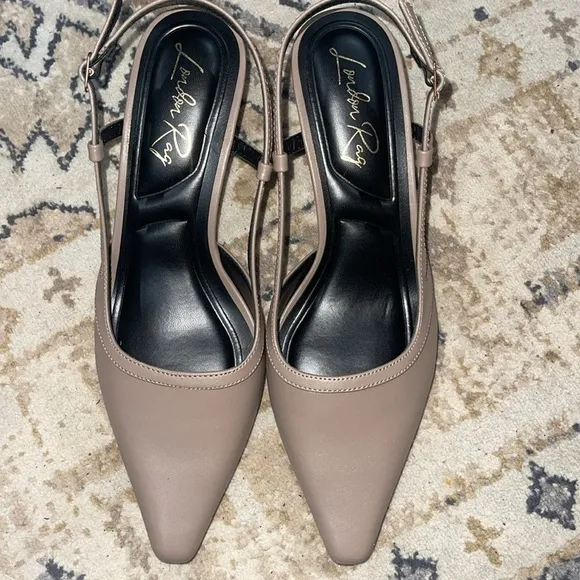 London Rag Axton Kitten Heel Taupe Slingback Sandals Women’s 9 New