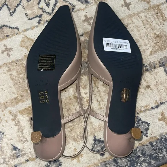 London Rag Axton Kitten Heel Taupe Slingback Sandals Women’s 9 New