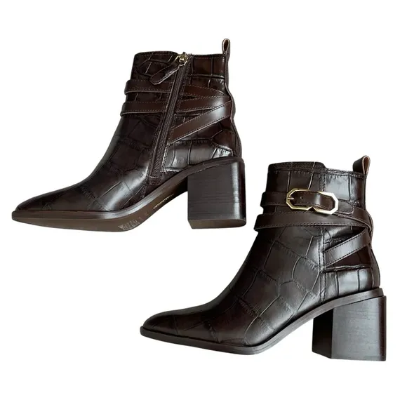 Louise et Cie Uzma Bootie Brown Leather Women’s Size 8 Block Heel