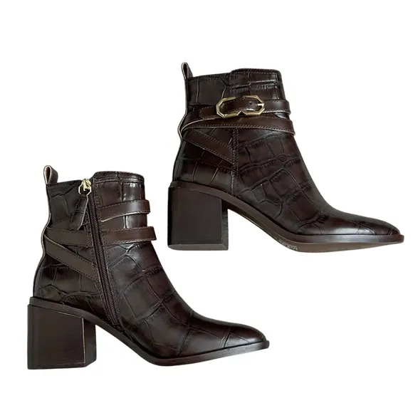 Louise et Cie Uzma Bootie Brown Leather Women’s Size 8 Block Heel