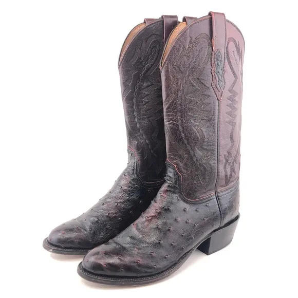Lucchese 2000 Full Quill Ostrich Leather Western Boots 7.5 D