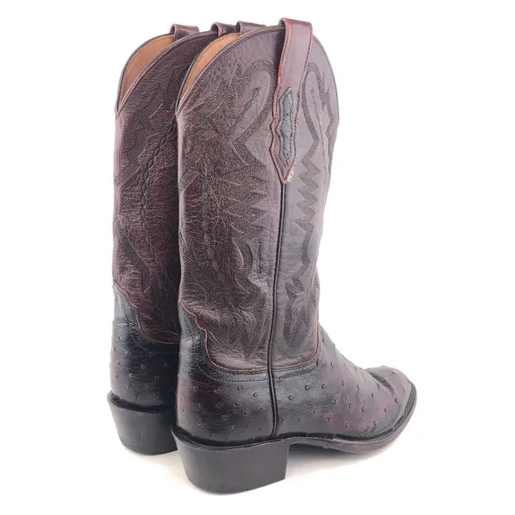 Lucchese 2000 Full Quill Ostrich Leather Western Boots 7.5 D