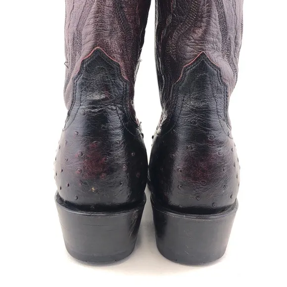 Lucchese 2000 Full Quill Ostrich Leather Western Boots 7.5 D