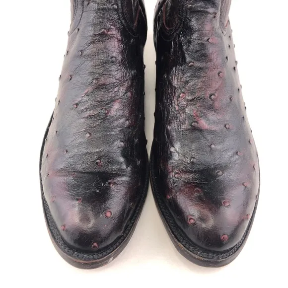 Lucchese 2000 Full Quill Ostrich Leather Western Boots 7.5 D