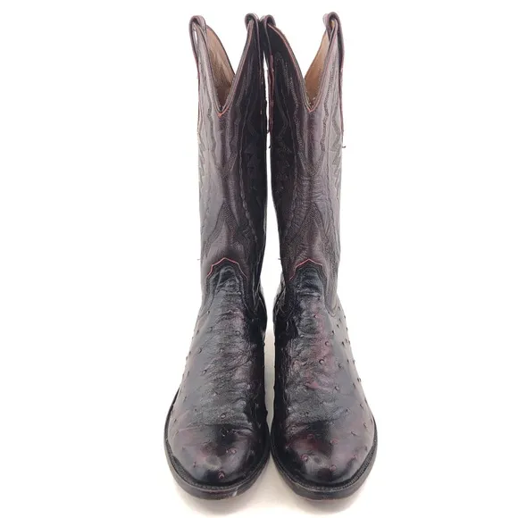Lucchese 2000 Full Quill Ostrich Leather Western Boots 7.5 D