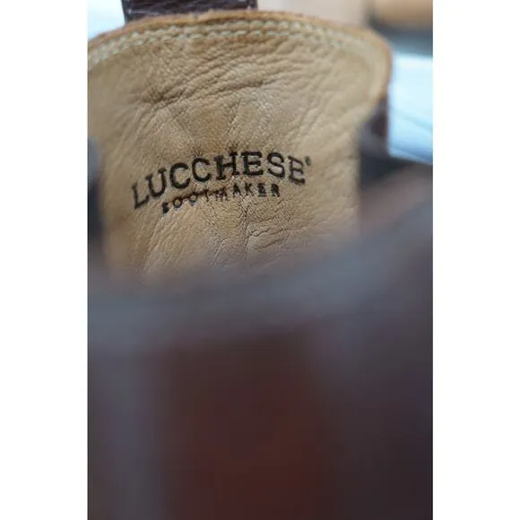 LUCCHESE BOOTMAKER BROWN GOAT LEATHER CHELSEA BOOTS ROUND TOE MEN'S SZ 9.5M