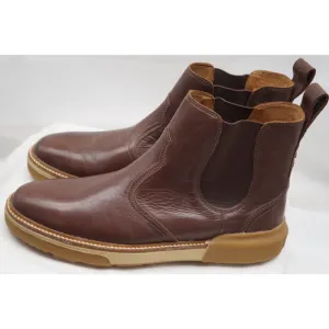 LUCCHESE BOOTMAKER BROWN GOAT LEATHER CHELSEA BOOTS ROUND TOE MEN'S SZ 9.5M