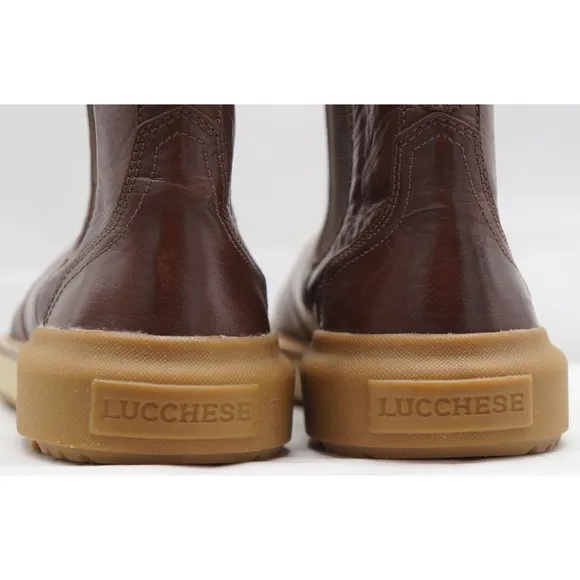 LUCCHESE BOOTMAKER BROWN GOAT LEATHER CHELSEA BOOTS ROUND TOE MEN'S SZ 9.5M
