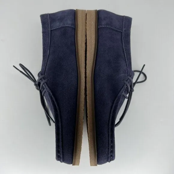 Lucky Brand Blue Suede Leather Chukka Boots Womens Size 5.5 Lace-Up Wedge Shoes