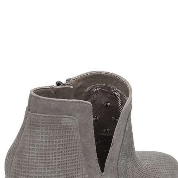 Lucky Brand sz6 Ponic Suede NIB Titanium Grey Zip Up Western Ankle Booties Boots
