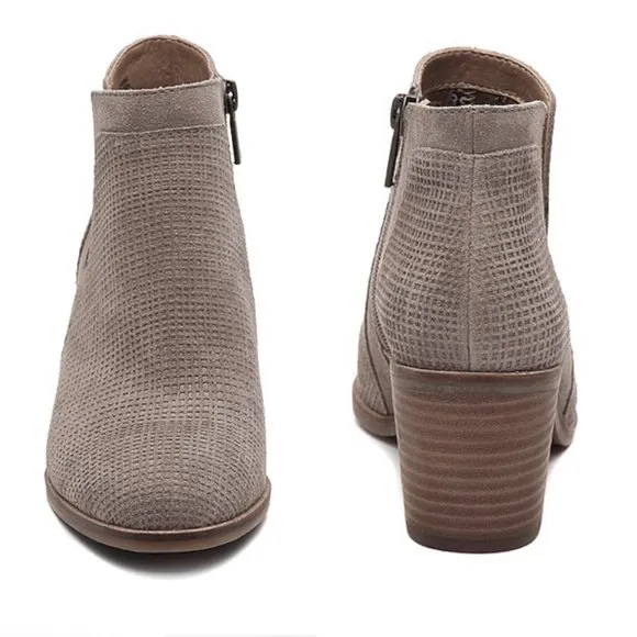 Lucky Brand sz6 Ponic Suede NIB Titanium Grey Zip Up Western Ankle Booties Boots