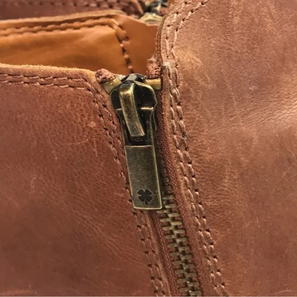 Lucky Brand Toffee LK-Basel Distressed Leather Zip Ankle Boots