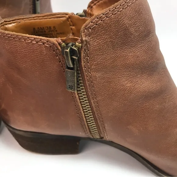 Lucky Brand Toffee LK-Basel Distressed Leather Zip Ankle Boots