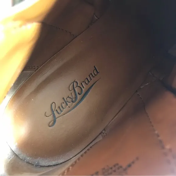 Lucky Brand Toffee LK-Basel Distressed Leather Zip Ankle Boots