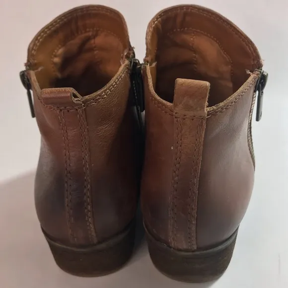 Lucky Brand Toffee LK-Basel Distressed Leather Zip Ankle Boots