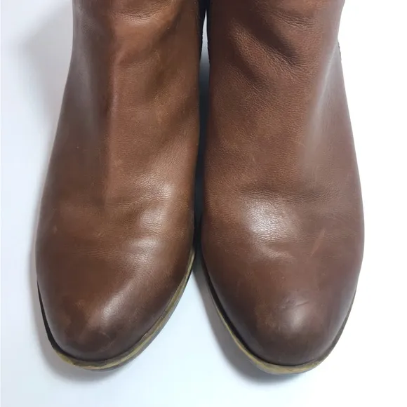 Lucky Brand Toffee LK-Basel Distressed Leather Zip Ankle Boots