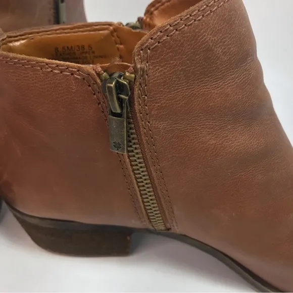 Lucky Brand Toffee LK-Basel Distressed Leather Zip Ankle Boots