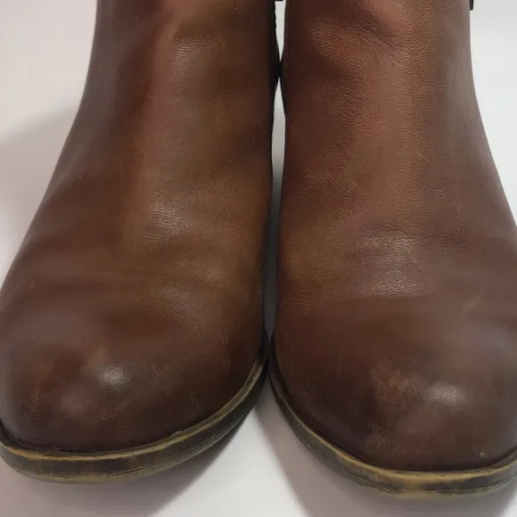 Lucky Brand Toffee LK-Basel Distressed Leather Zip Ankle Boots