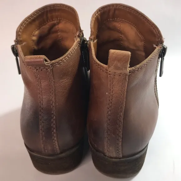 Lucky Brand Toffee LK-Basel Distressed Leather Zip Ankle Boots