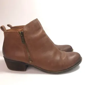 Lucky Brand Toffee LK-Basel Distressed Leather Zip Ankle Boots