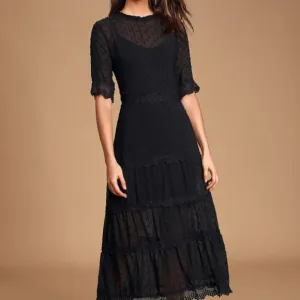 Lulu's Black Midi Dress