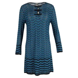 M Missoni Wave Knitted Bow Detail Mini Dress in Multicolor Viscose