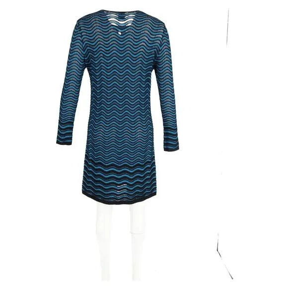 M Missoni Wave Knitted Bow Detail Mini Dress in Multicolor Viscose