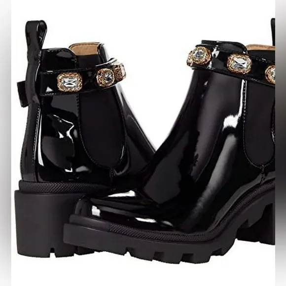 Madden Girl Women's Black Patent Amulet Ankle Boot | Beautiful Gems | 6.5