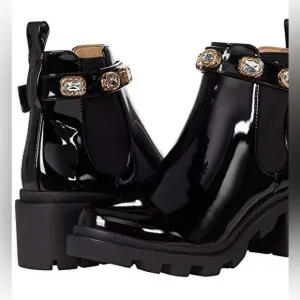 Madden Girl Women's Black Patent Amulet Ankle Boot | Beautiful Gems | 6.5
