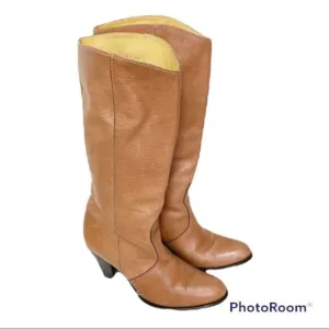 Madewell Davos Gomma Tan Italian Leather 87696 Heeled Boots 8.5