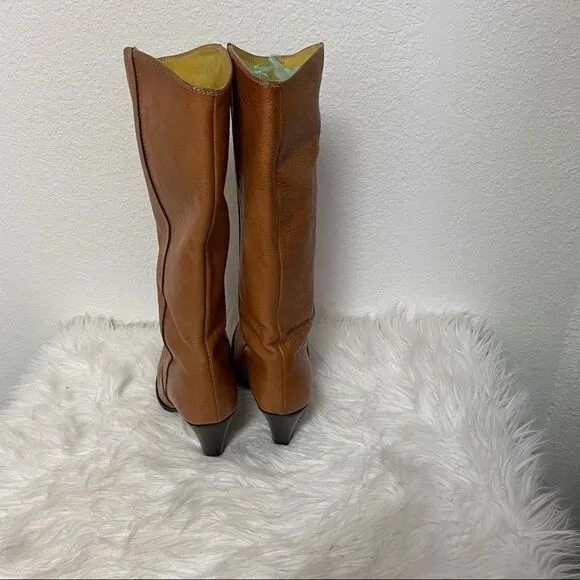 Madewell Davos Gomma Tan Italian Leather 87696 Heeled Boots 8.5