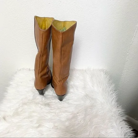 Madewell Davos Gomma Tan Italian Leather 87696 Heeled Boots 8.5