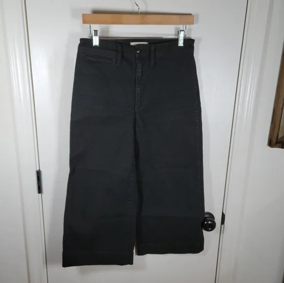 Madewell Emmett Wide Leg Crop Pants Black Size 27 Petite