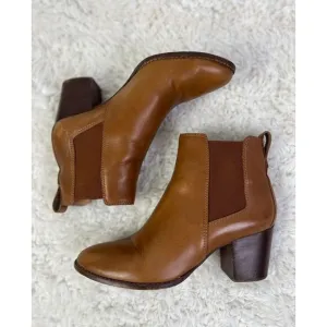 Madewell‎ Leather Chelsea Ankle Boots Brown Block Heel Classic Booties Shoes 10