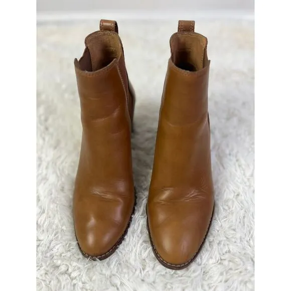 Madewell‎ Leather Chelsea Ankle Boots Brown Block Heel Classic Booties Shoes 10