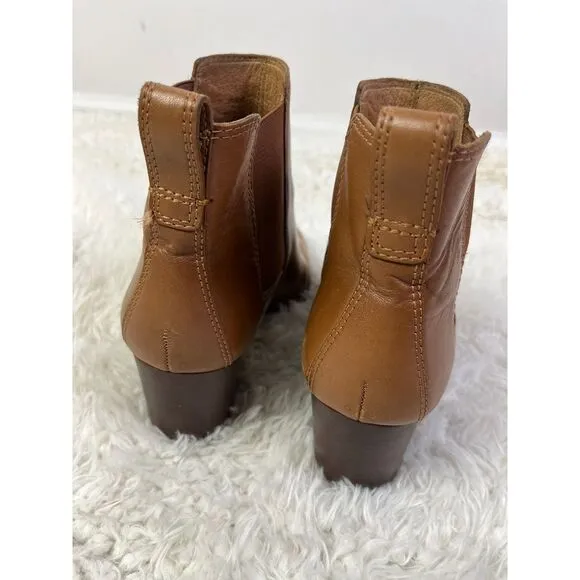 Madewell‎ Leather Chelsea Ankle Boots Brown Block Heel Classic Booties Shoes 10