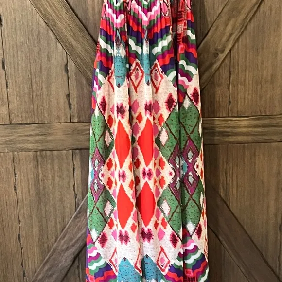Maeve by Anthropologie Boho Tarana Aztec Printed Halter Maxi Dress Size 6 EUC