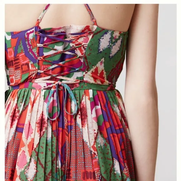 Maeve by Anthropologie Boho Tarana Aztec Printed Halter Maxi Dress Size 6 EUC