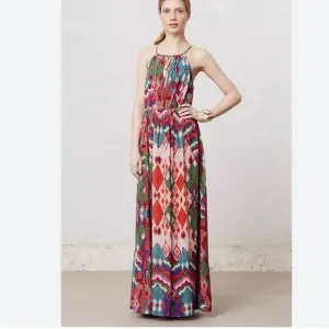 Maeve by Anthropologie Boho Tarana Aztec Printed Halter Maxi Dress Size 6 EUC