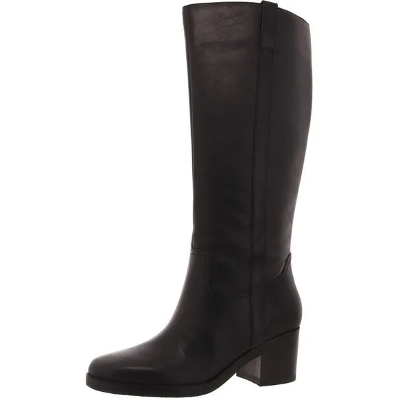 Marc Fisher LTD Womens Hydria Black Block Heel Leather Knee-High Boots New