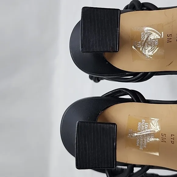 🔥MARC FISHER🔥PADDED CALINDA BLACK ANKLE STRAP HEELED SANDALS WOMENS 5 NWOB