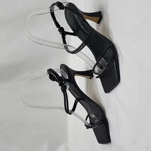 🔥MARC FISHER🔥PADDED CALINDA BLACK ANKLE STRAP HEELED SANDALS WOMENS 5 NWOB